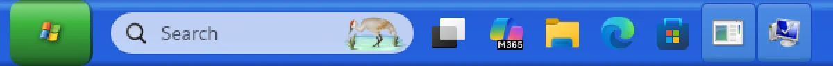 After: Taskbar Styler, WinXP theme, on the Arm64 machine (2×).