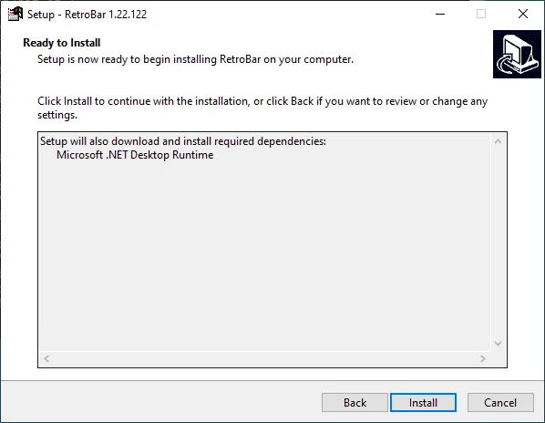 Ready to Install on a PC without .NET 10: “Setup will also download and install required dependencies: Microsoft .NET Desktop Runtime”.