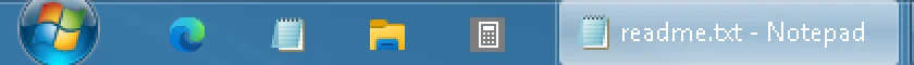 RetroBar with the community theme Windows 7 Aero - Shown Labels Small Icons: left end of the taskbar, real screenshot at 2x