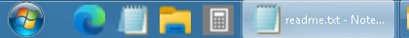 RetroBar with the community theme Windows 7 Aero - Shown Labels Small Spacing: left end of the taskbar, real screenshot at 2x