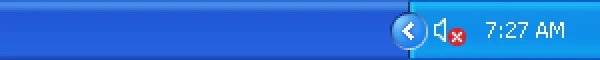 Collapse notification area icons on: the XP arrow, with inactive icons hidden.