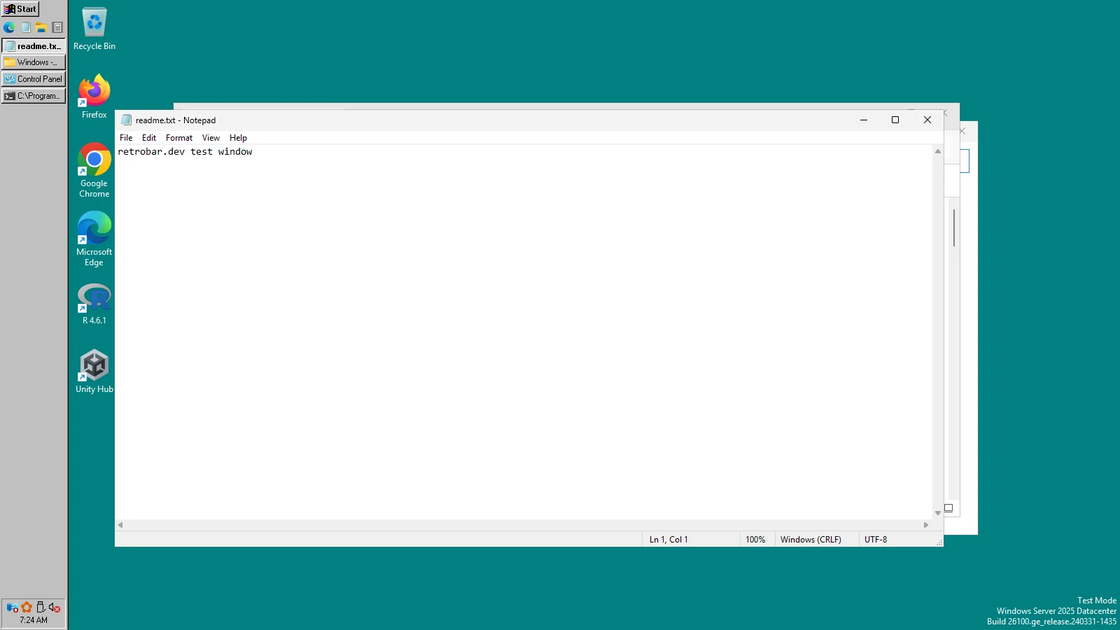 Windows 95-98 on the left edge, with the day and date under the clock.