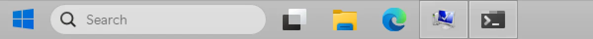 “Kinda 10”: square, grey, Windows 10-like.