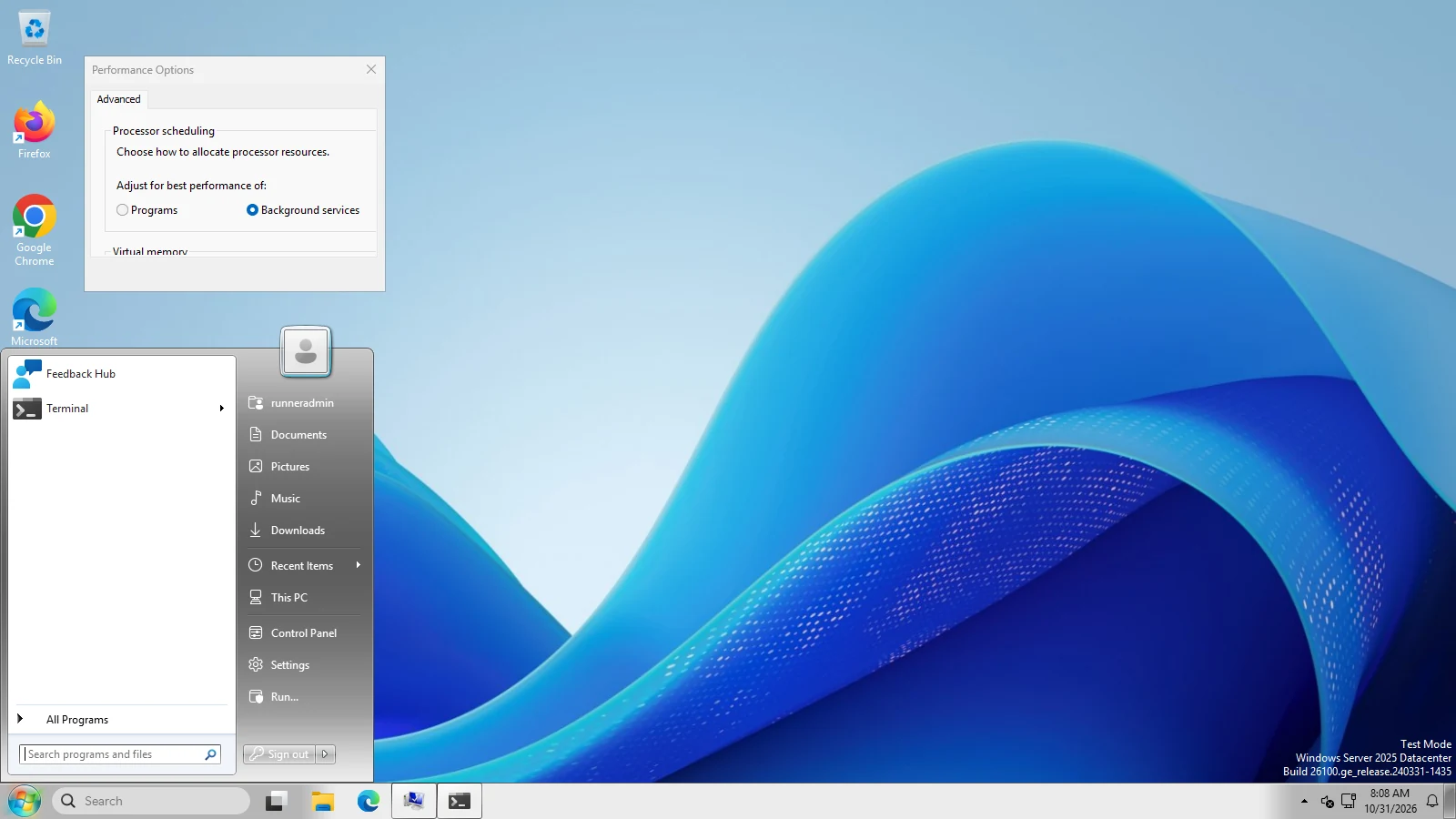 StartAllBack's Start menu in the Remastered 7 style: two columns and All Programs, like Windows 7's.