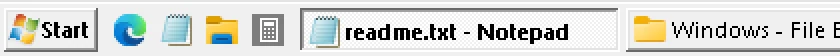 RetroBar System Vista theme: Start button, Quick Launch and task buttons, real screenshot at 2x