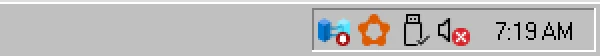 RetroBar Windows 95-98 theme: notification area and clock, real screenshot at 2x
