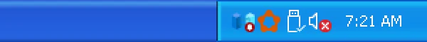 RetroBar Windows XP Blue theme: notification area and clock, real screenshot at 2x