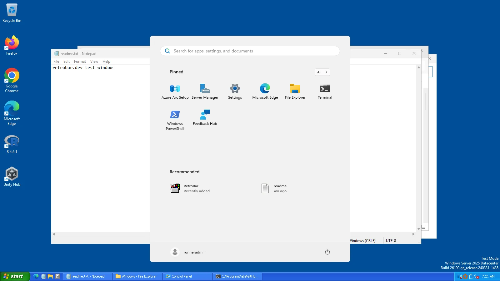 Clicking the XP Blue Start button: it switches to its darker pressed image while the menu is open (here the Windows Start menu, without Open-Shell).