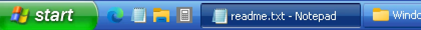 RetroBar Windows XP Royale theme: Start button, Quick Launch and task buttons, real screenshot at 2x