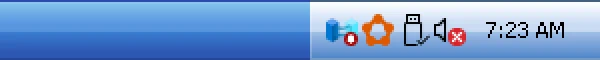 RetroBar Windows XP Royale theme: notification area and clock, real screenshot at 2x