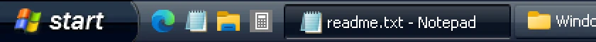 RetroBar Windows XP Royale Noir theme: Start button, Quick Launch and task buttons, real screenshot at 2x