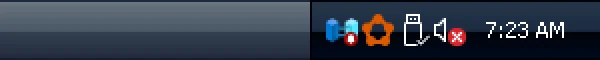RetroBar Windows XP Royale Noir theme: notification area and clock, real screenshot at 2x