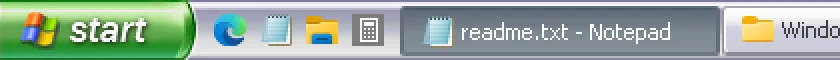 RetroBar Windows XP Silver theme: Start button, Quick Launch and task buttons, real screenshot at 2x