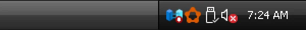 RetroBar Windows XP Zune Style theme: notification area and clock, real screenshot at 2x